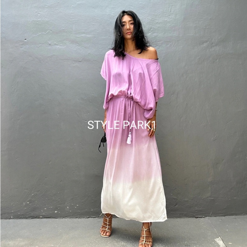 STYLE PARK MAXI KAFTAN DRESS - BNWT - ONE SIZE - PINK/CREAM OMBRE